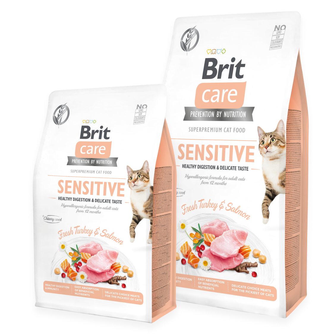 Brit Care Cat GF Sensitive Healthy Digestion + Delic. Taste (fersken)